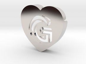 Heart shape DuoLetters print G in Platinum