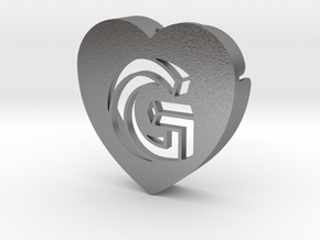 Heart shape DuoLetters print G in Natural Silver