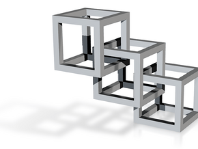 Triple Geometric Cube Pendant  in Tan Fine Detail Plastic