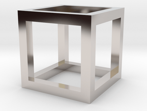 Geometric Hollow Cube in Platinum