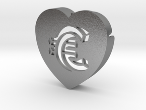 Heart shape DuoLetters print € in Natural Silver