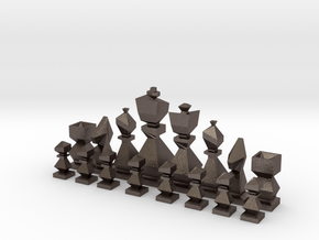 Low-poly chess  in Polished Bronzed-Silver Steel