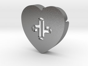 Heart shape DuoLetters print + in Natural Silver