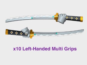 10x Left-hand Energy Sword: Shinto (Multi Grips) in Tan Fine Detail Plastic