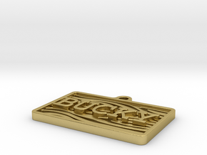 Woodgrain Dog Tag - with address in Natural Brass