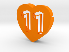 Heart shape DuoLetters print 11 in Orange Processed Versatile Plastic