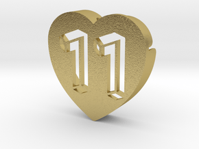 Heart shape DuoLetters print 11 in Natural Brass