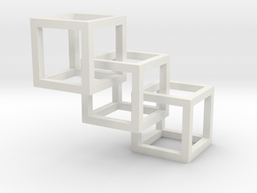 Triple Geometric Cube Pendant  in White Natural Versatile Plastic