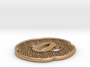 Mokko tsuba with Manji pattern  in Natural Bronze