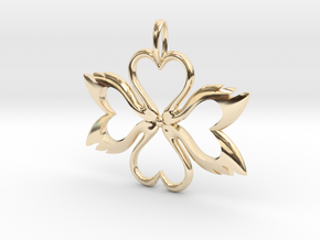 Swan-Heart Pendant in 14K Yellow Gold