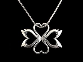 Swan-Heart Pendant in Polished Silver