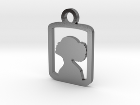 Lady in a box Charm in Polished Silver