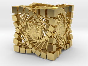 fractal spiral Box in Polished Brass