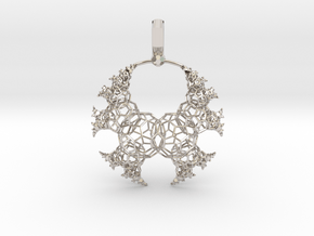 Kleinian Fractal wireframe v2 in Rhodium Plated Brass