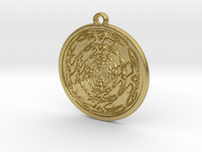 Abstract circle pendant in Natural Brass