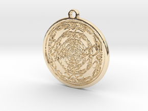 Abstract circle pendant in 14K Yellow Gold