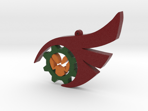 Cloqwork Orange Emblem Pendant in Natural Full Color Sandstone: Small