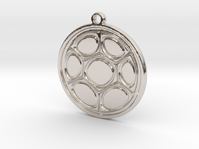 Abstract circle pendant in Rhodium Plated Brass