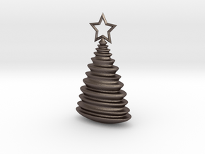 Holiday Tree Pendant in Polished Bronzed-Silver Steel