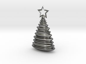 Holiday Tree Pendant in Polished Silver