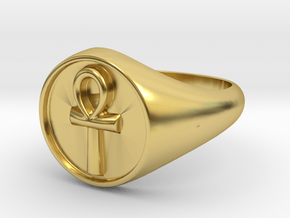 Ankh Ring Size 10 in Polished Brass