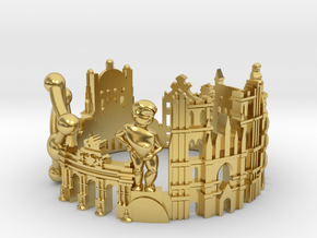 Brussels Skyline - Cityscape Ring in Polished Brass: 6 / 51.5