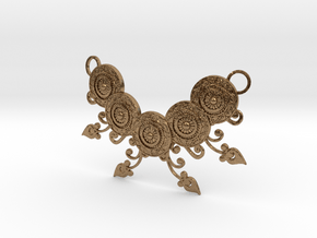 Ornamental Floral Necklace in Natural Brass