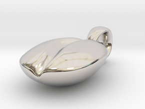 Coffee Bean Pendant  in Rhodium Plated Brass