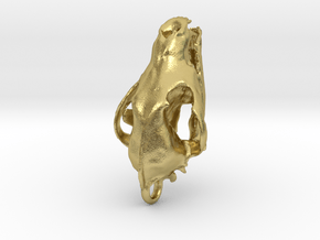 Wolf Skull Pendant in Natural Brass