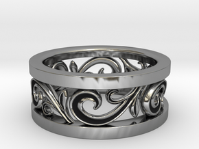 3D Open Scroll Ring in Antique Silver: 10 / 61.5