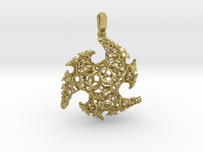 indra Fractal Pendant in Natural Brass