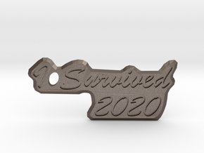 I Survived 2020 Keychain in Polished Bronzed-Silver Steel