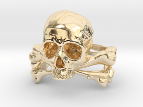 Skull & Crossbones ring  in 14k Gold Plated Brass