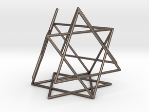 Star-of-David Tetrahedron in Polished Bronzed-Silver Steel: Large
