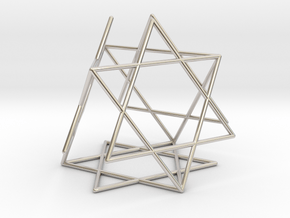 Star-of-David Tetrahedron in Rhodium Plated Brass: Small