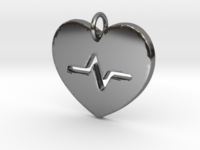 Heart Beat Pendant- Makom Jewelry in Fine Detail Polished Silver
