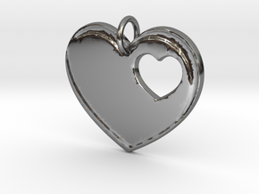 Heart Pendant- Makom Jewelry in Fine Detail Polished Silver