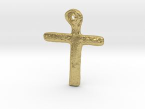 Oak Island Cross Pendant Small in Natural Brass