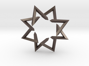 Regular 3D Polygon: (+++---)^4-rotated (medium) in Polished Bronzed-Silver Steel