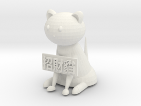 Lucky Cat Keyring in White Natural Versatile Plastic