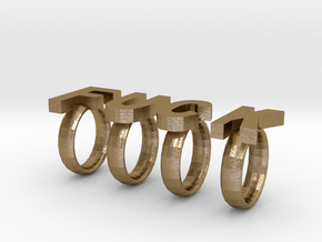 F U C K rings in Polished Gold Steel