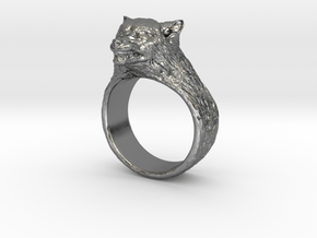Wolf Ring in Fine Detail Polished Silver