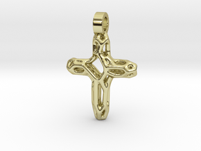 Cross Voronoi Necklace Pendant in 18k Gold Plated Brass