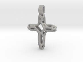 Cross Voronoi Necklace Pendant in Aluminum
