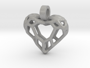 Heart Voronoi Necklace Pendant in Aluminum