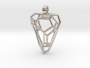Triangle Voronoi Necklace Pendant in Rhodium Plated Brass