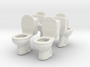 Toilet WC (x4) 1/56 in White Natural Versatile Plastic