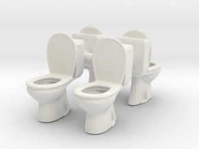 Toilet WC (x4) 1/43 in White Natural Versatile Plastic