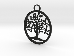 Tree Pendant in Black Natural Versatile Plastic