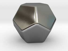 Dodecahedron Rounded V2 - 10mm in Polished Silver